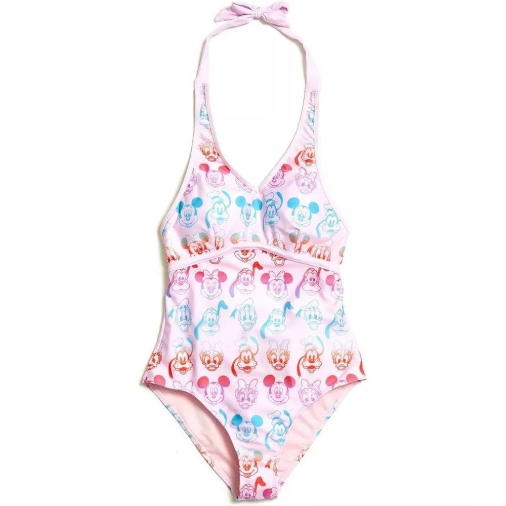 Disney Parks Mickey Friends Rainbow Gradient Pink‎ Halter One Piece Swimsuit NWT